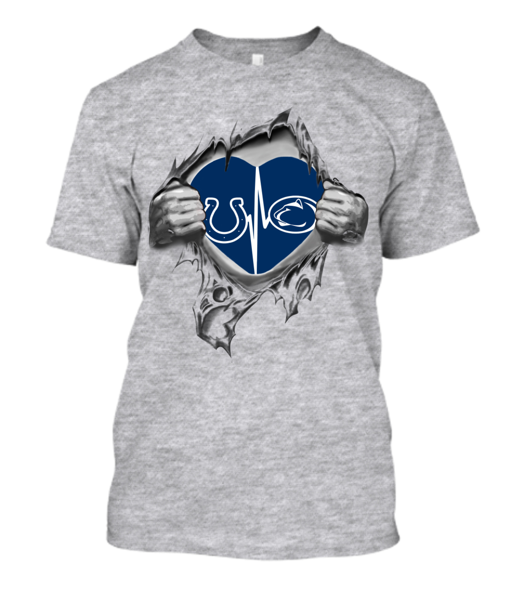 Colts Penn State Heartbeat Tear Design Colts Logo Penn State T-Shirt