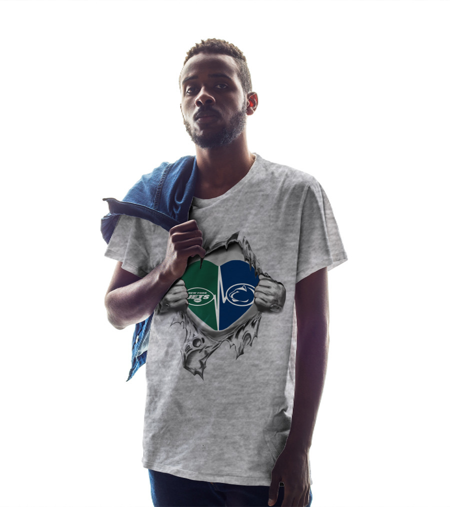 New York Jets Penn State Heart T-Shirt