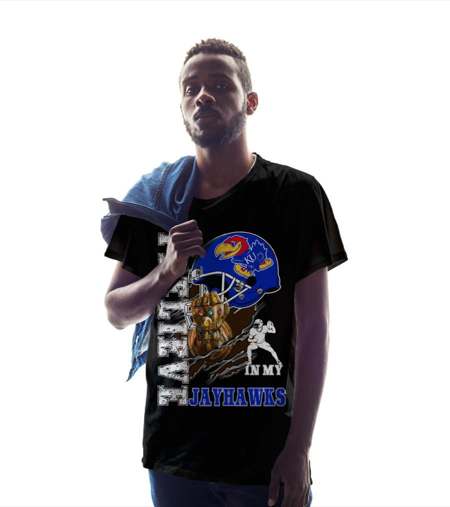 I Believe In My Jayhawks KU Fan Helmet Football Infinity Gauntlet T-Shirt
