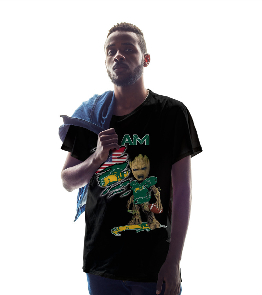I Am Bison Baby Groot American Flag Football T-Shirt