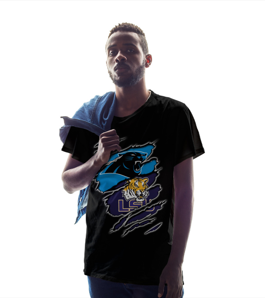 Carolina Panthers Lsu Tigers Claw Marks Logos T-Shirt