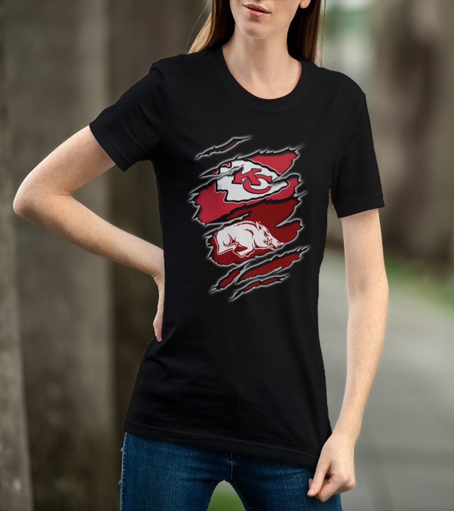 Kansas City Chiefs Arkansas Razorbacks Football Crossover T-Shirt