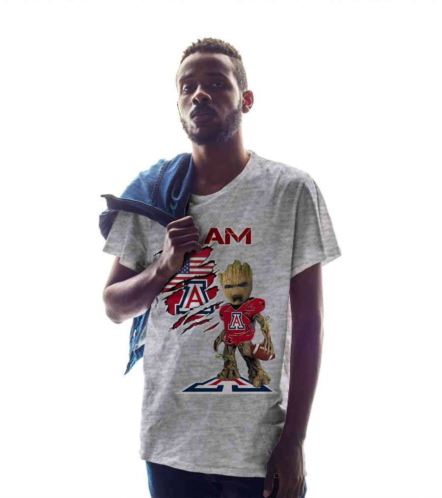 I AM Arizona Wildcats Groot Football USA Flag T-Shirt