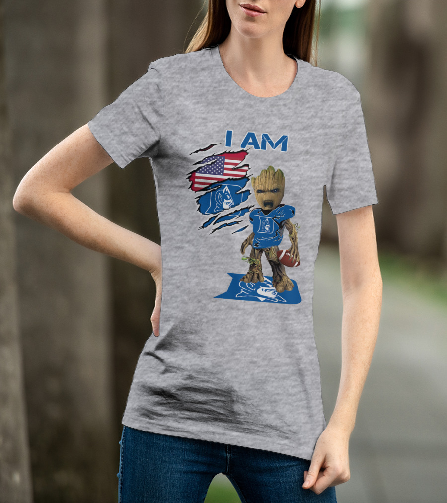 I Am Groot Duke Blue Devils Football American Flag T-Shirt