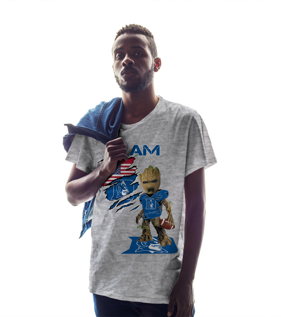 I Am Groot Duke Blue Devils Football American Flag T-Shirt