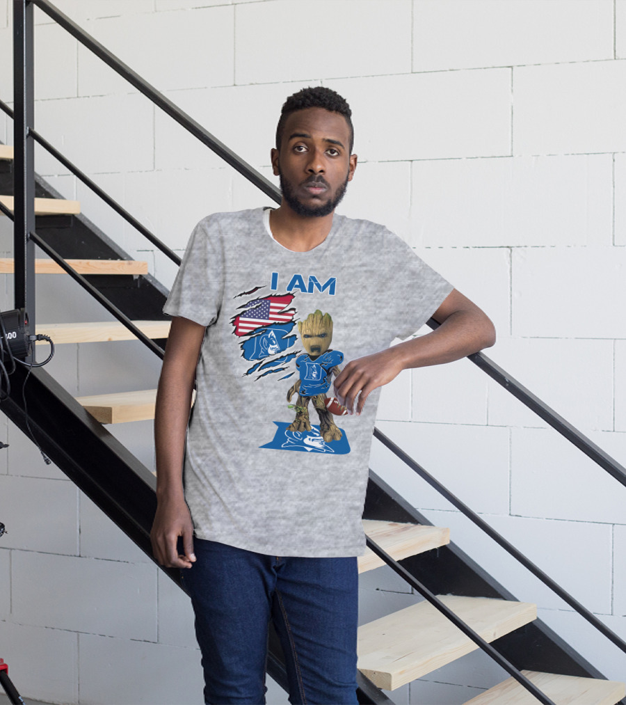 I Am Groot Duke Blue Devils Football American Flag T-Shirt