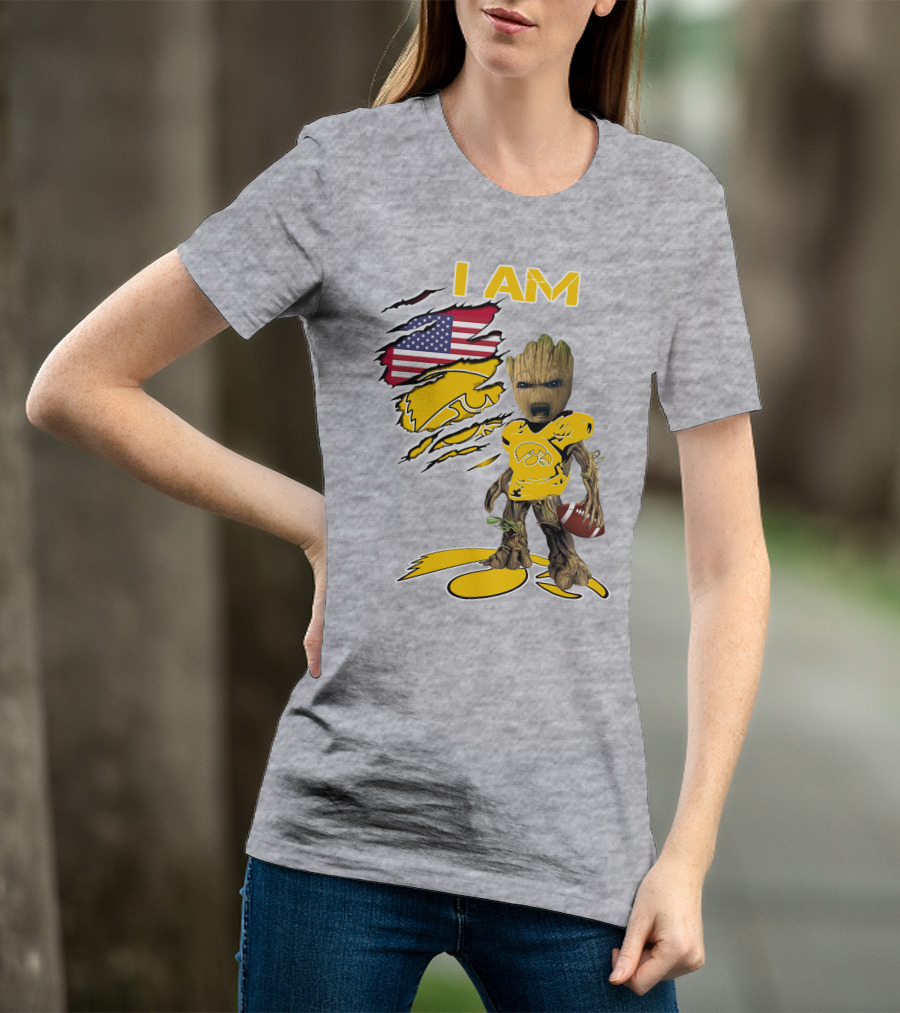 I Am Hawkeyes Baby Groot American Football T-Shirt
