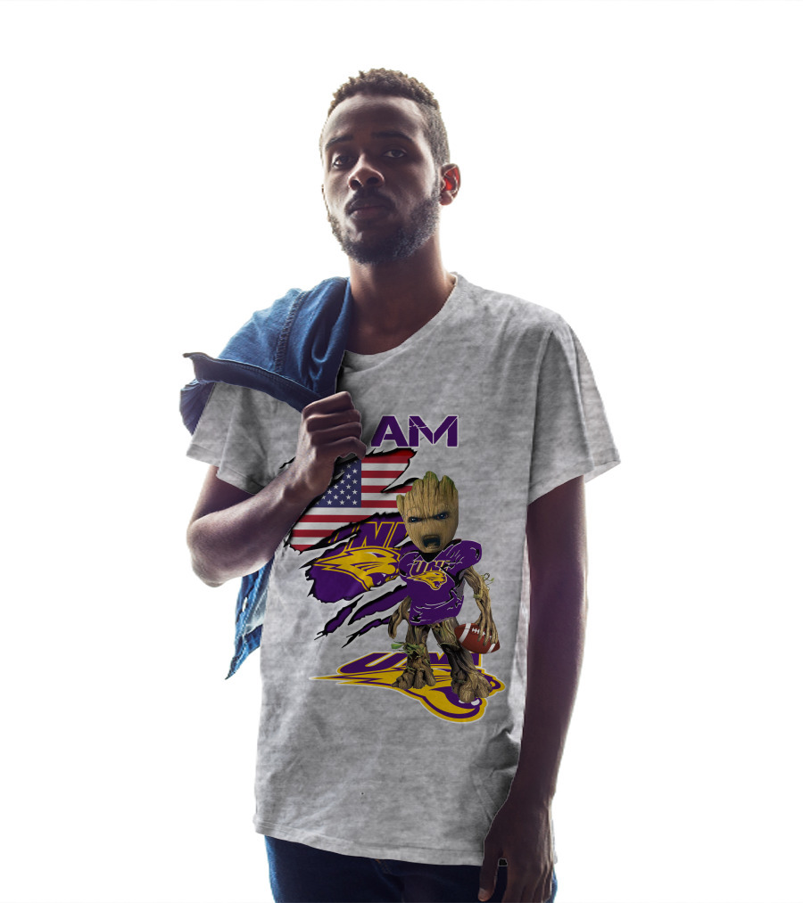 I AM Panthers Baby Groot UNI Football American Flag T-Shirt