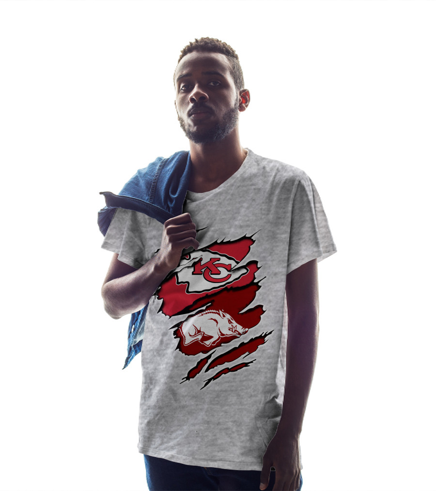 Kansas City Chiefs Arkansas Razorbacks Logo Claw Marks T-Shirt