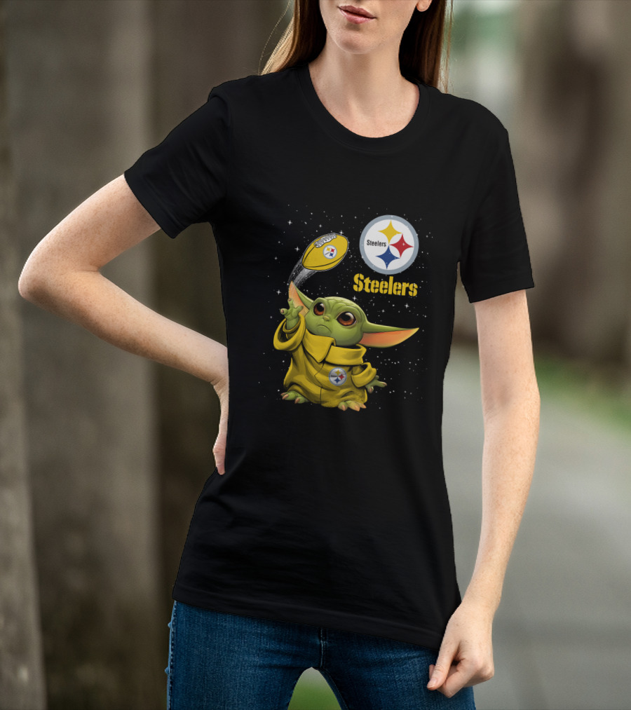 Baby Yoda Steelers Football Star Wars Grogu Pittsburgh NFL Fan Gear T-Shirt