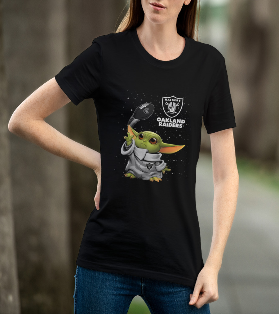 Baby Yoda Oakland Raiders Football Star Wars Fan Merchandise T-Shirt