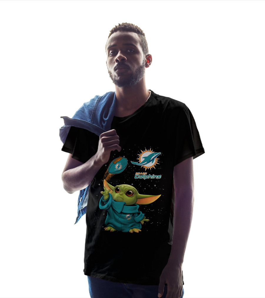 Baby Yoda Miami Dolphins Football Jedi Fan T-Shirt