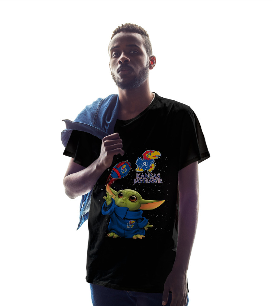 Baby Yoda Kansas Jayhawks Star Wars KU Football Magic T-Shirt