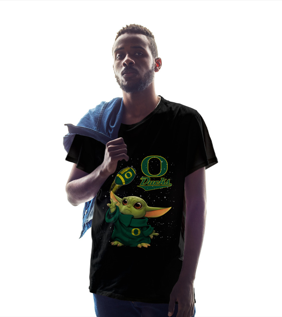 Baby Yoda Oregon Ducks Star Wars Football T-Shirt