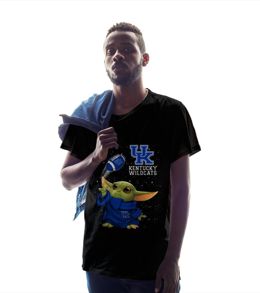 Kentucky Wildcats Baby Yoda Football Throwing Star Wars Crossover T-Shirt