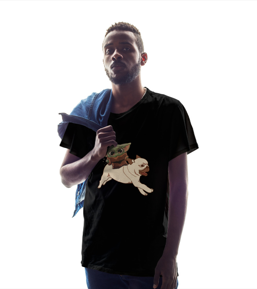 Pug With Child Character Riding T-Shirt