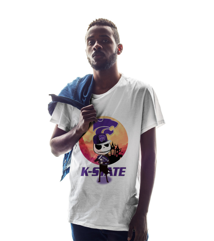K-State Wildcats Jack-O-Lantern Halloween Sunset Scene T-Shirt