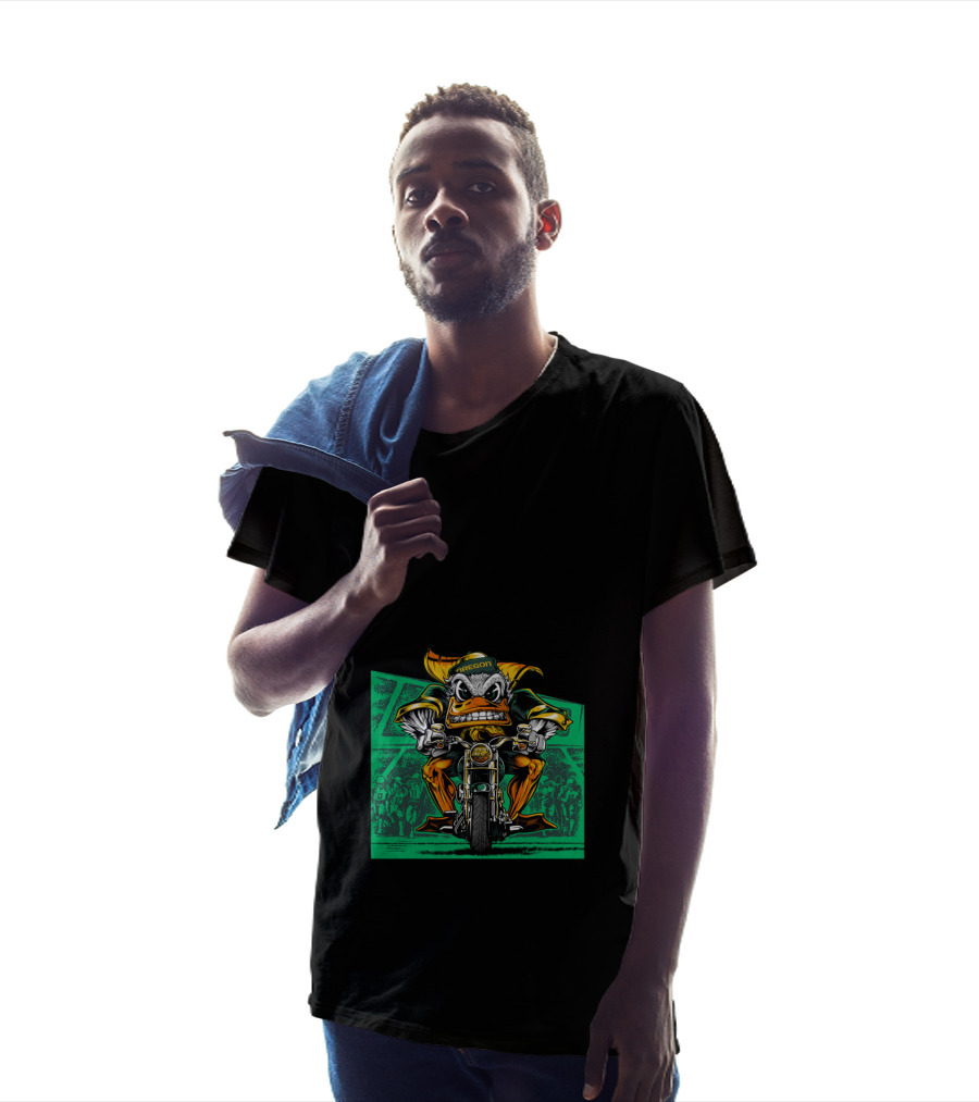 Oregon Duck Riding Motorcycle Bold 2007 Retro Style T-Shirt