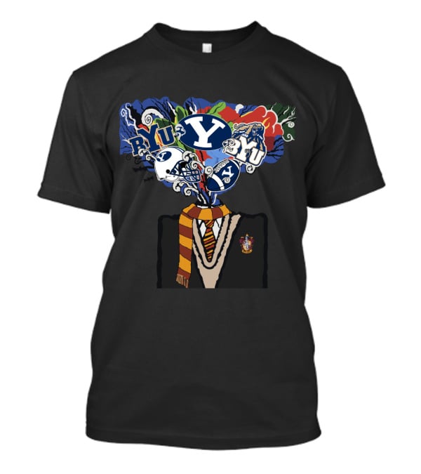 Byu Cougars Hogwarts Student Gryffindor Scarf And Crest T-Shirt