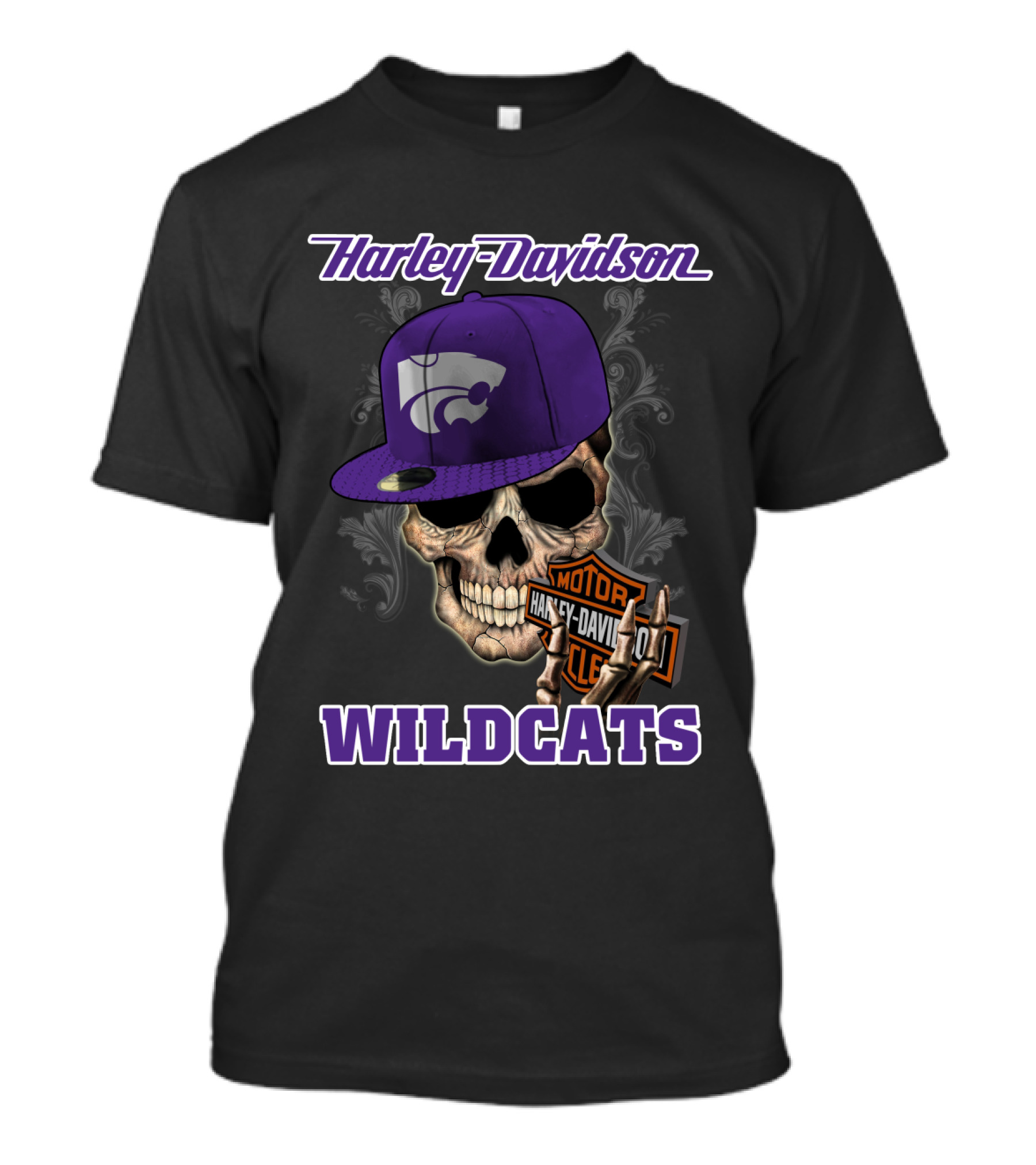 Harley Davidson Wildcats Skull Kansas State T-Shirt