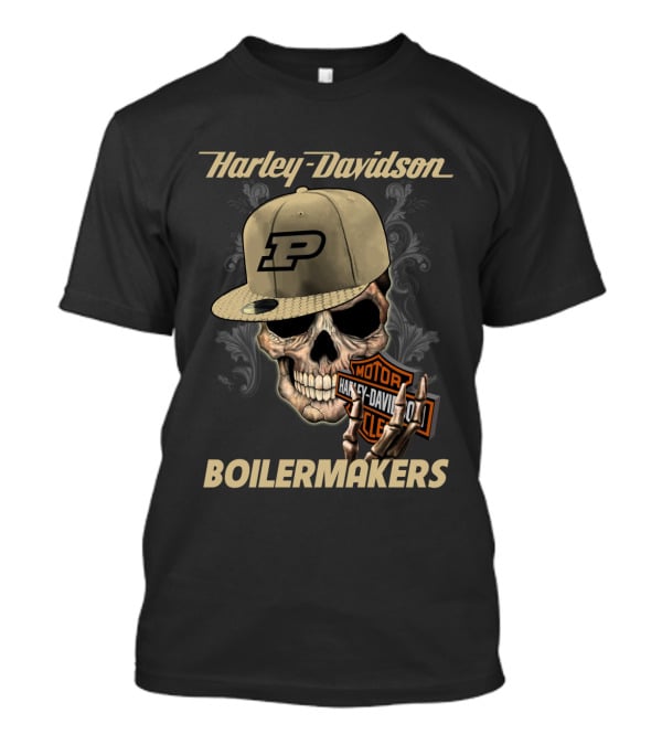 Harley Davidson Skull Purdue Boilermakers P Cap T-Shirt