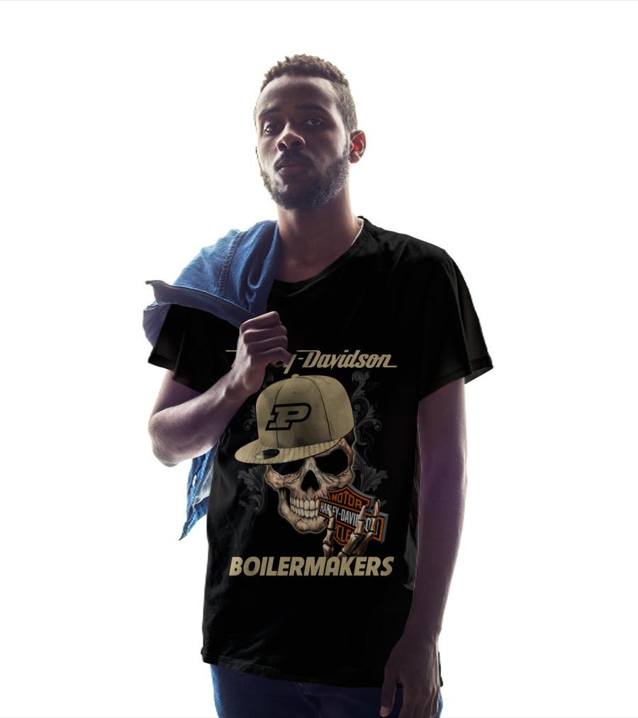 Harley Davidson Skull Purdue Boilermakers P Cap T-Shirt