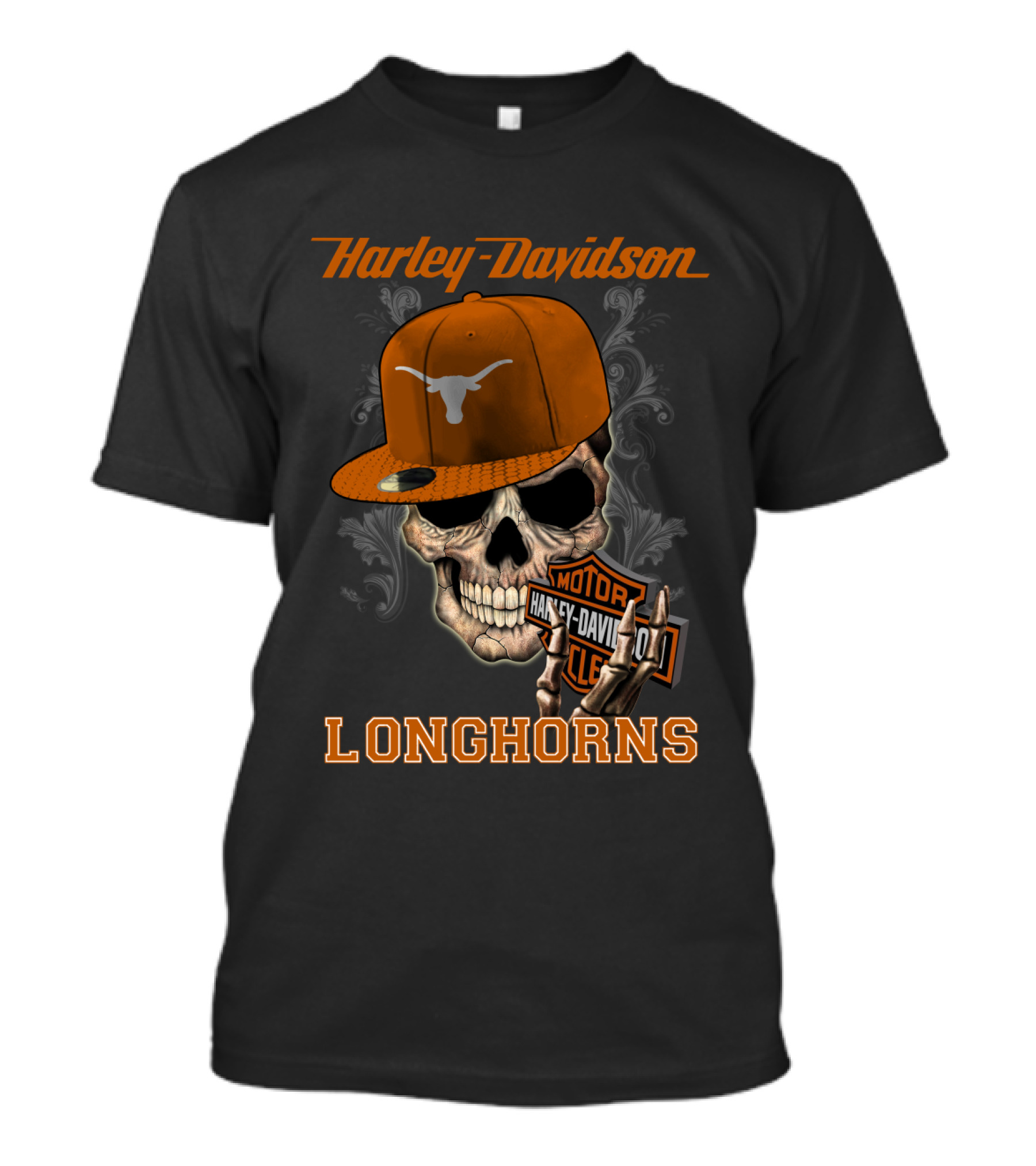 Harley Davidson Longhorns Skull Texas Longhorns Hat T-Shirt