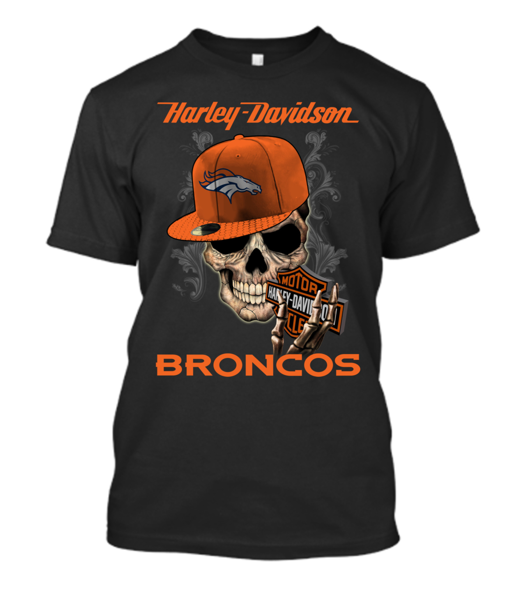Harley Davidson Skull Denver Broncos T-Shirt