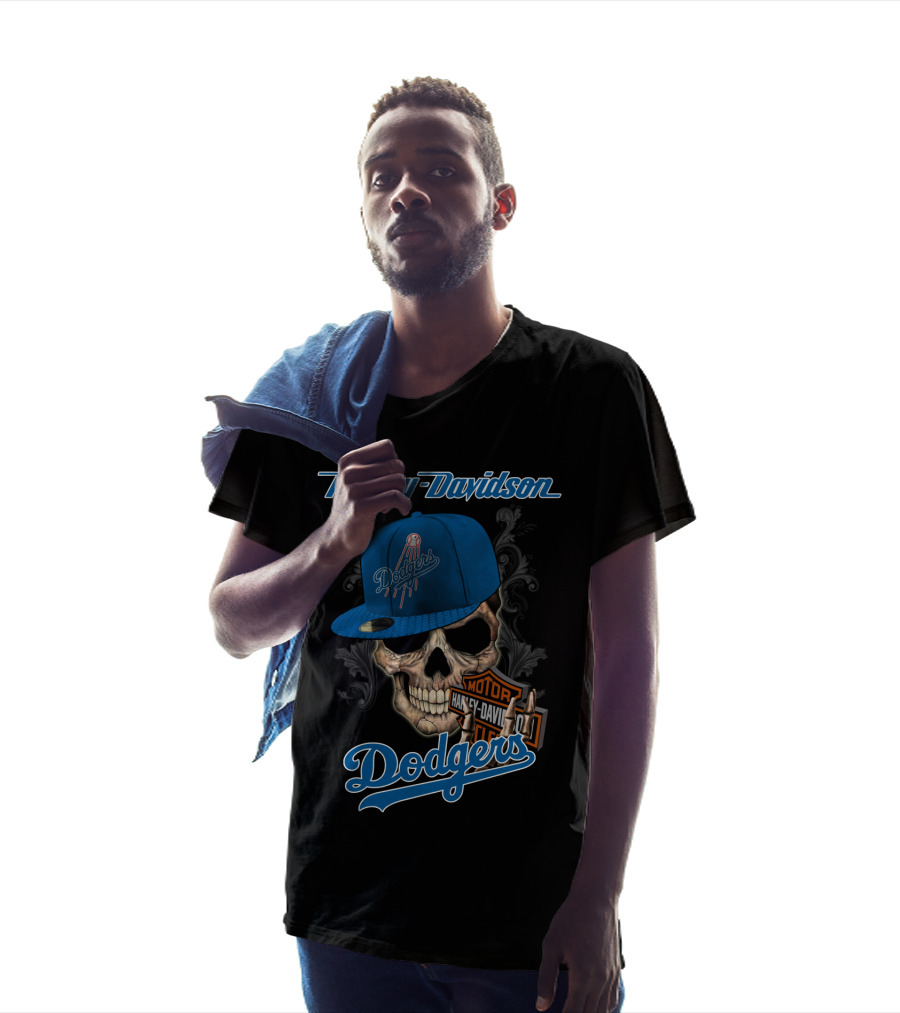 Harley Davidson Dodgers Skull Cap T-Shirt