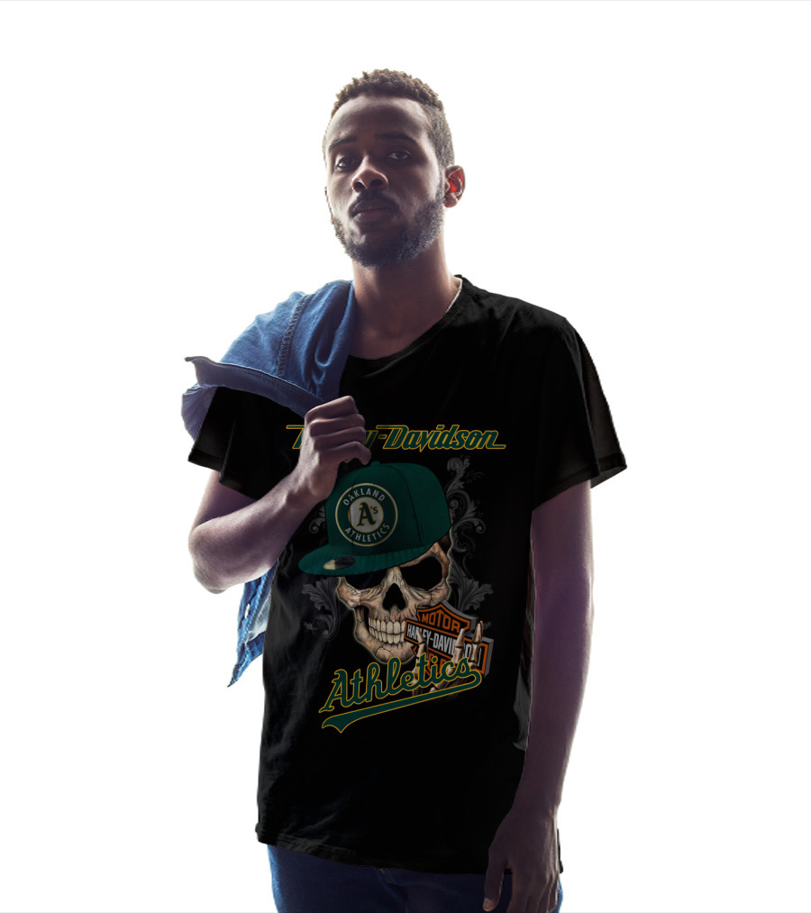 Harley Davidson Skull Oakland Athletics T-Shirt