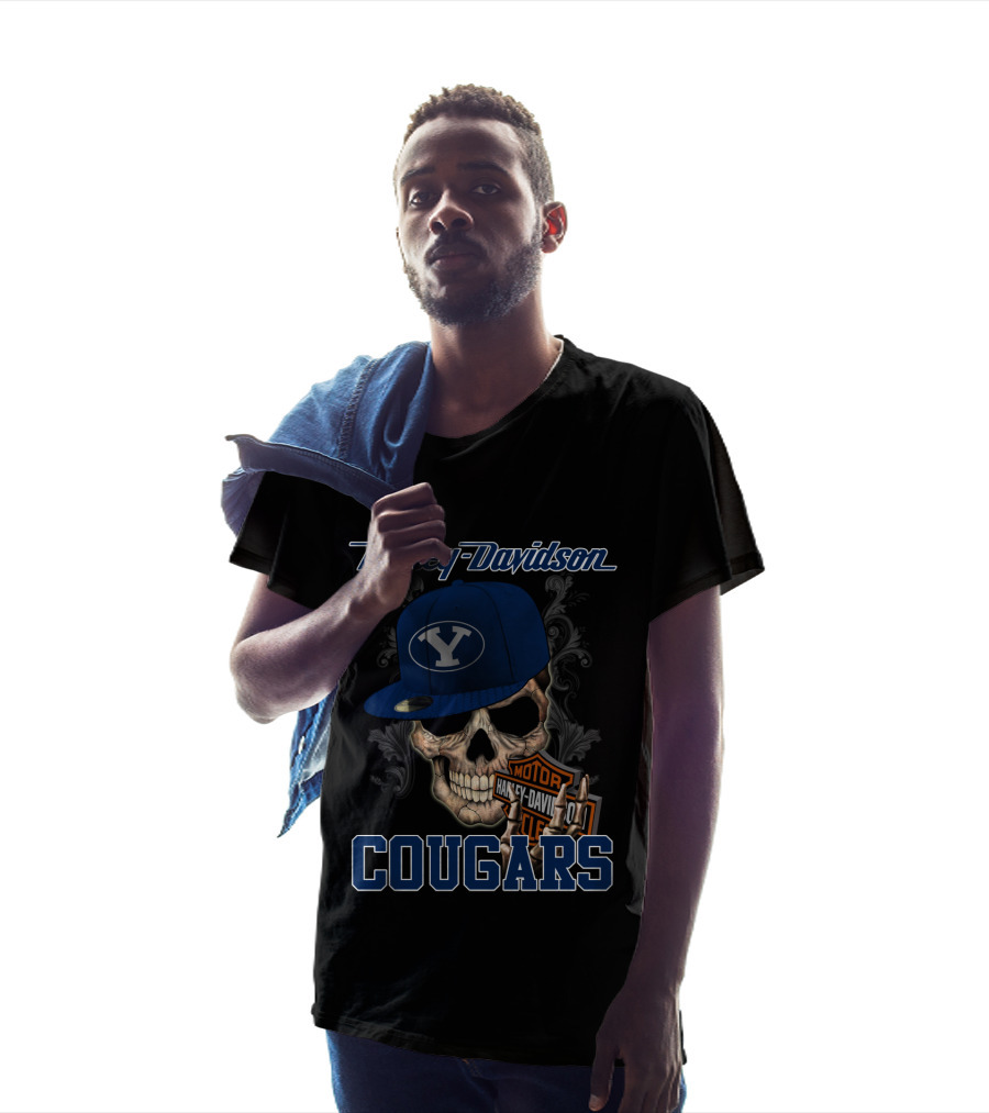 Harley Davidson Skull Byu Cougars Cap T-Shirt