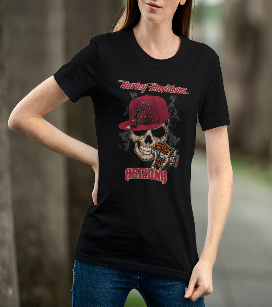 Harley Davidson Arizona Skull Cap Arizona Diamondbacks T-Shirt