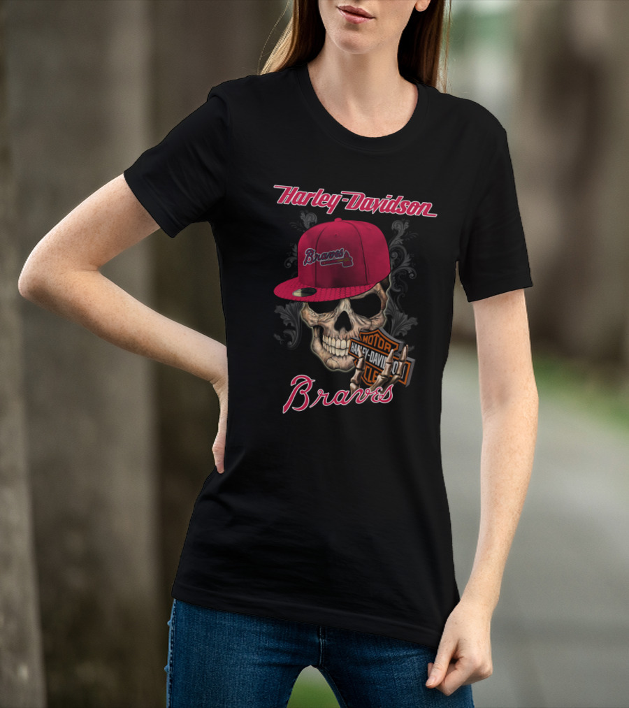 Harley Davidson Braves Skull Atlanta T-Shirt