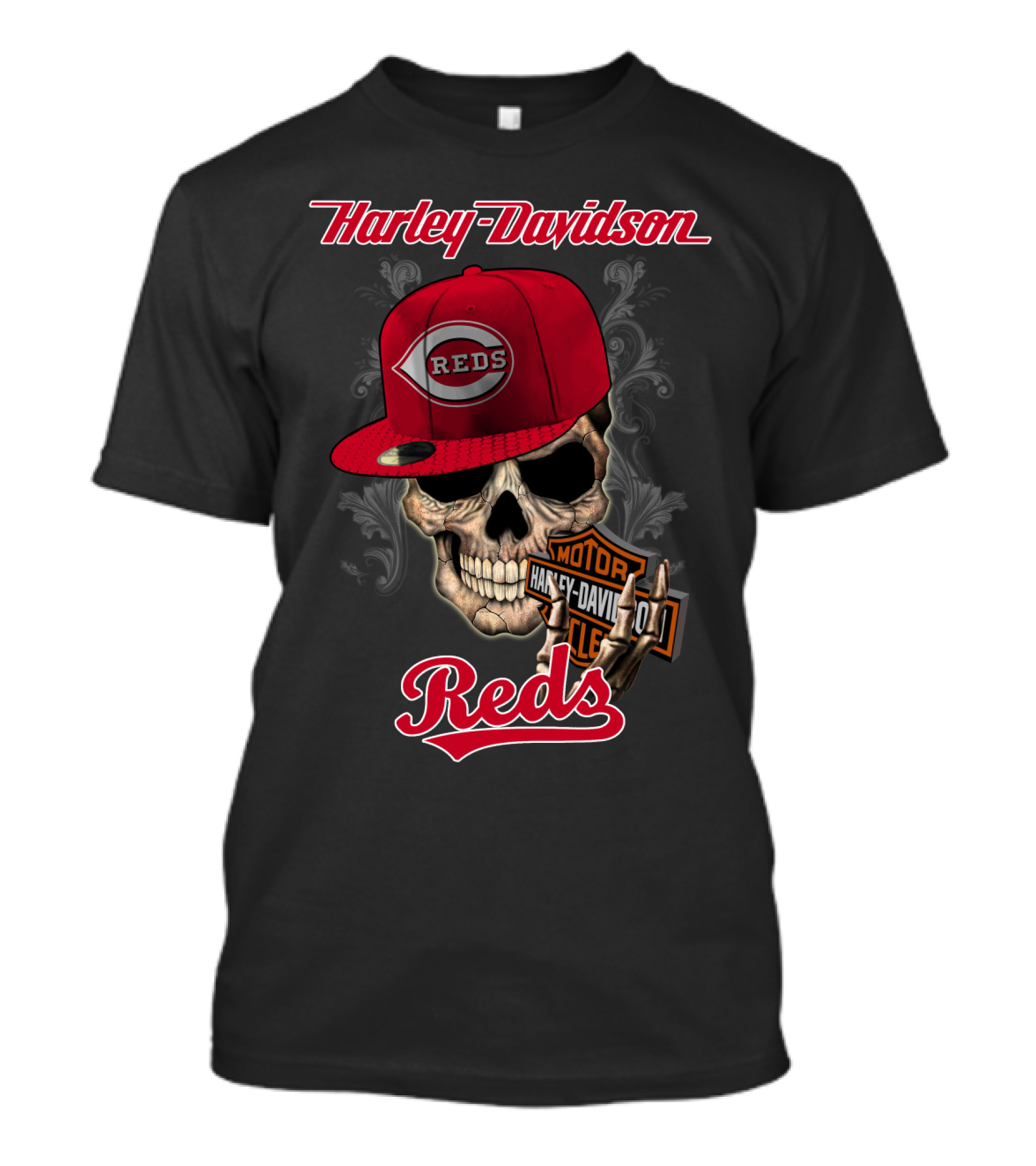 Harley Davidson Skull Reds Hat Cincinnati Reds T-Shirt
