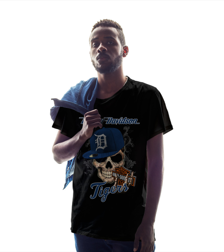 Harley Davidson Skull Detroit Tigers T-Shirt