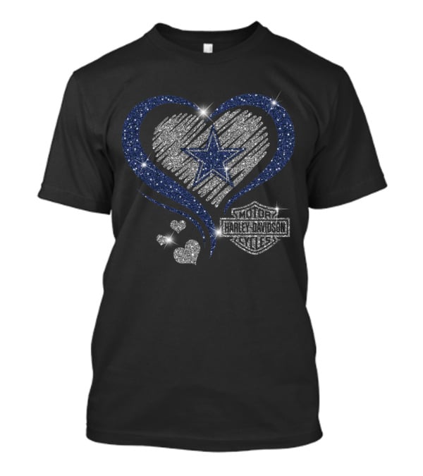Harley Davidson Dallas Cowboys Heart Star T-Shirt
