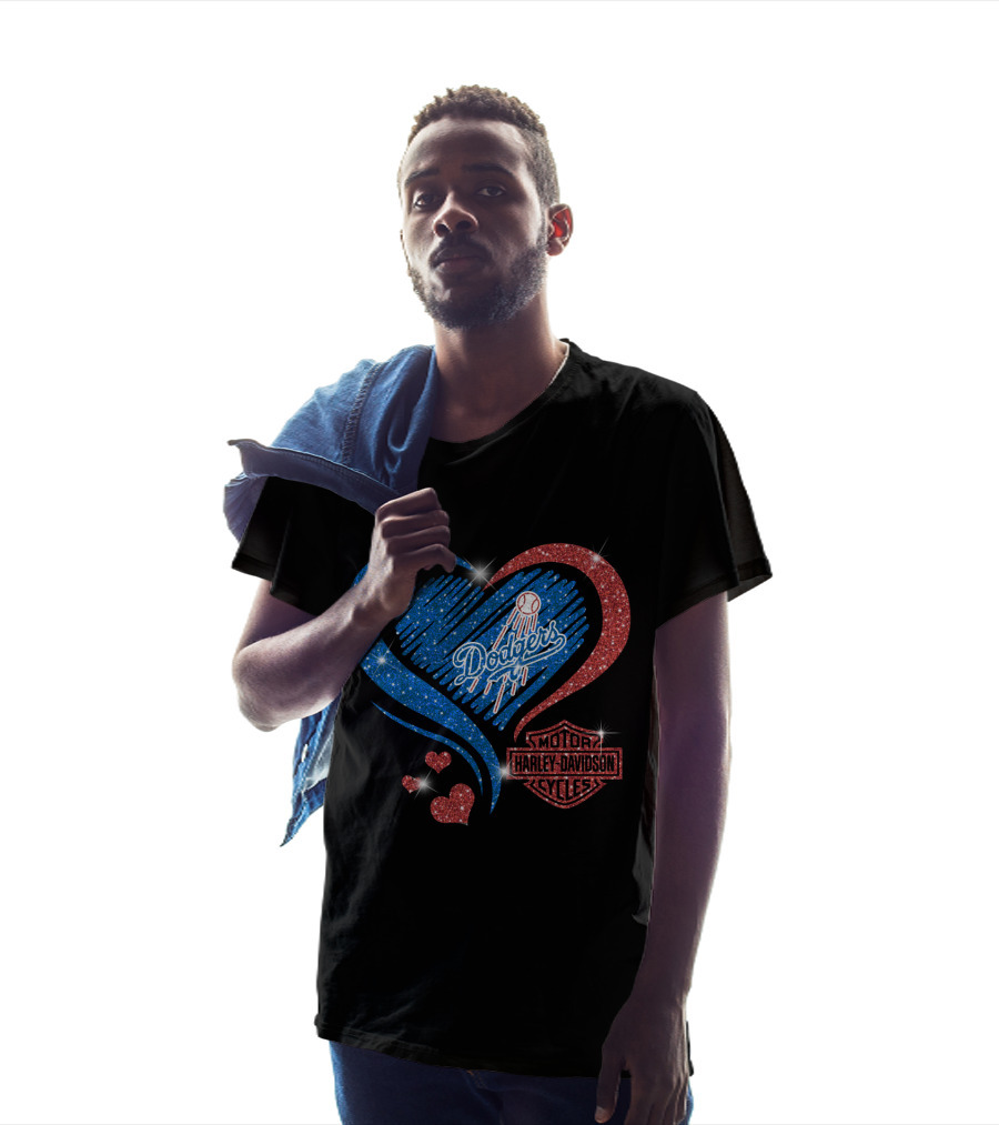 Los Angeles Dodgers Harley Davidson Heart T-Shirt
