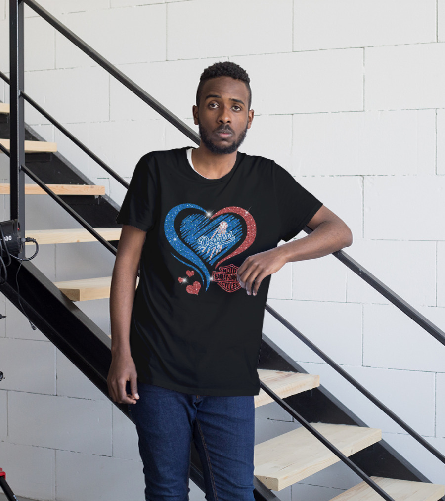 Los Angeles Dodgers Harley Davidson Heart T-Shirt