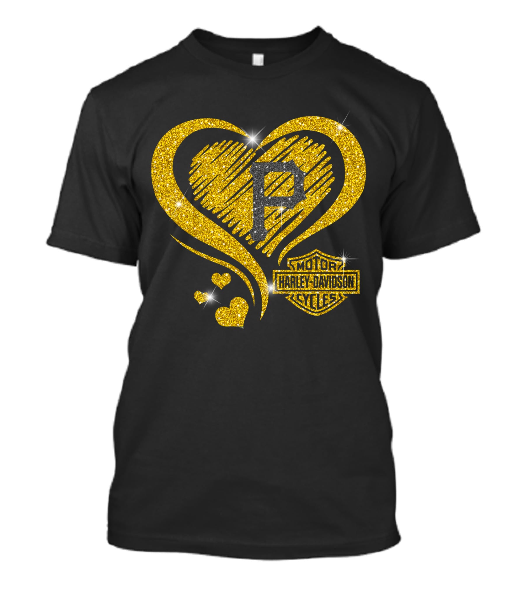 Pittsburgh Pirates Harley Davidson Sparkle Heart Logo Mlb Fan T-Shirt