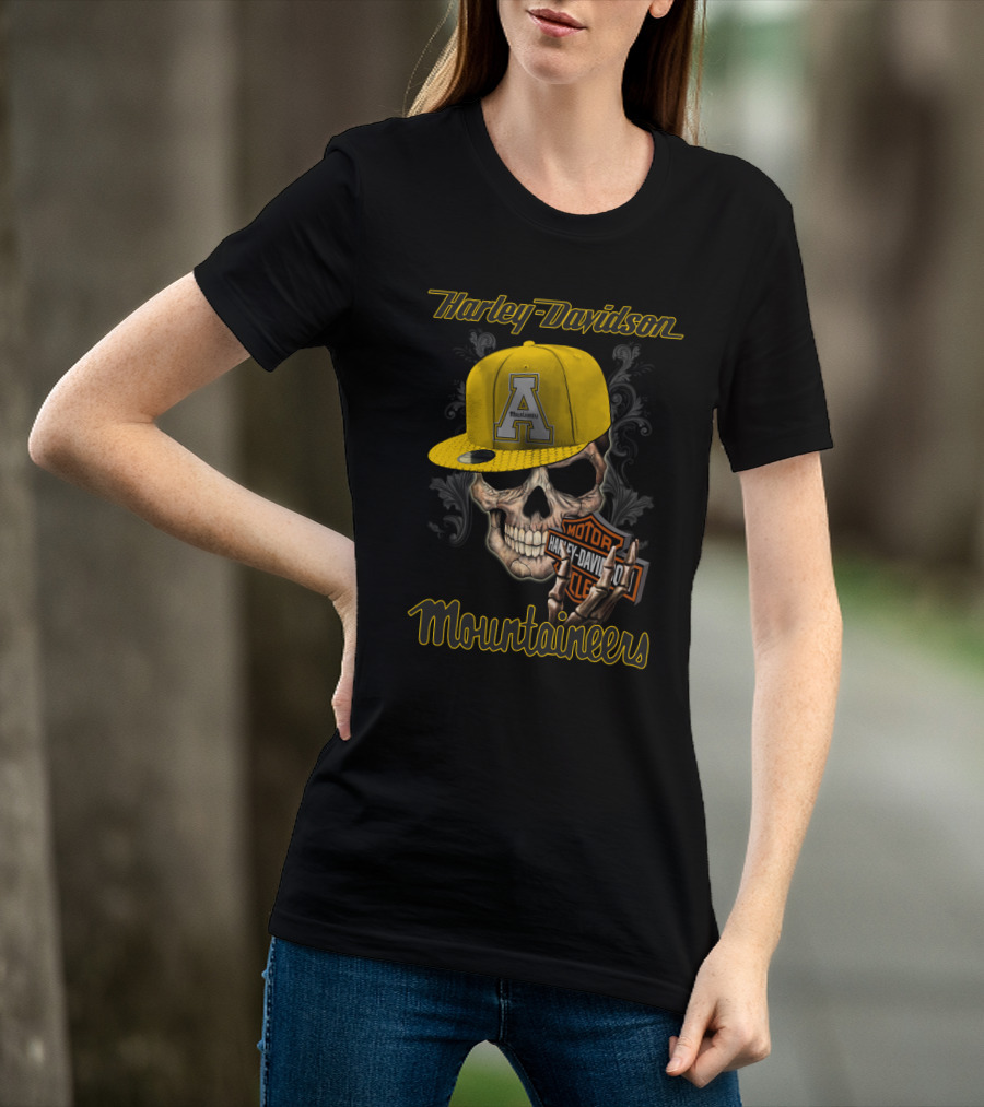 Harley Davidson Appalachian State Mountaineers Skull With Cap T-Shirt