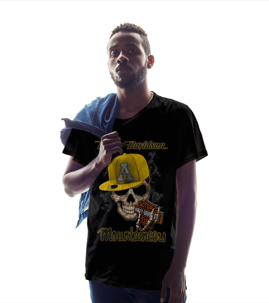 Harley Davidson Appalachian State Mountaineers Skull With Cap T-Shirt