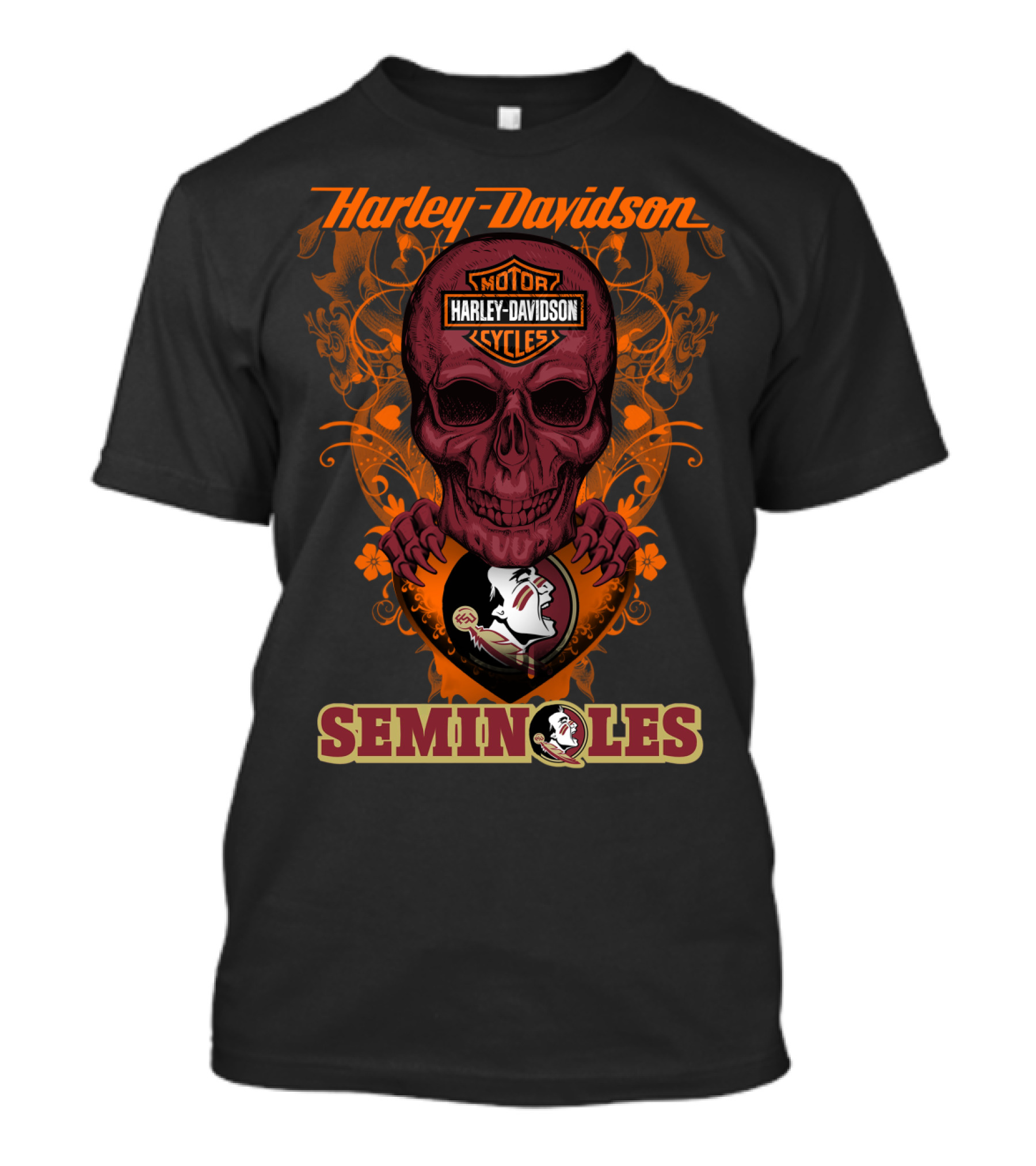Harley Davidson Florida State Seminoles Motorcycles Skull T-Shirt