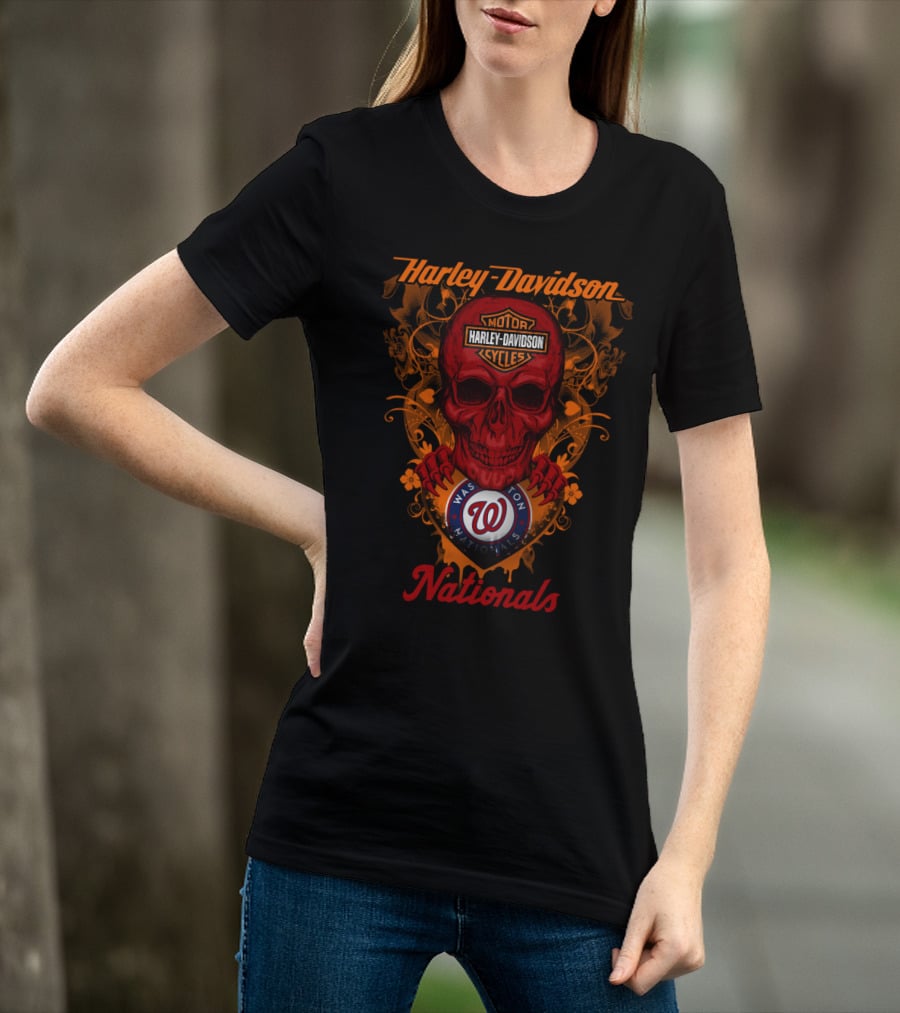 Harley Davidson Washington Nationals Skull T-Shirt