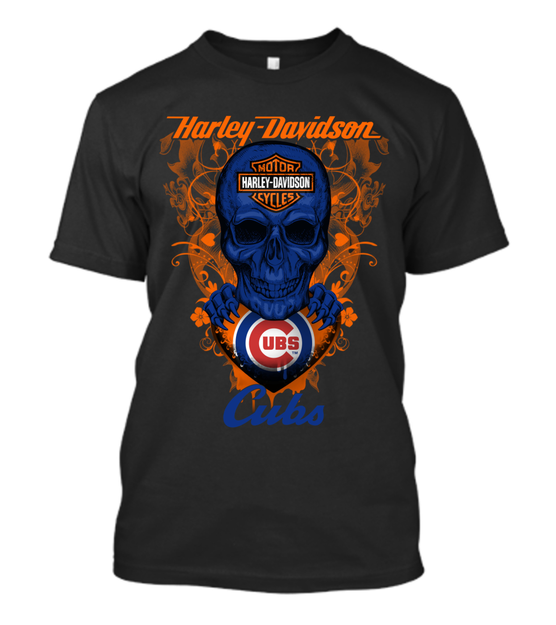 Harley Davidson Motorcycles Skull Cubs Chicago Mlb T-Shirt