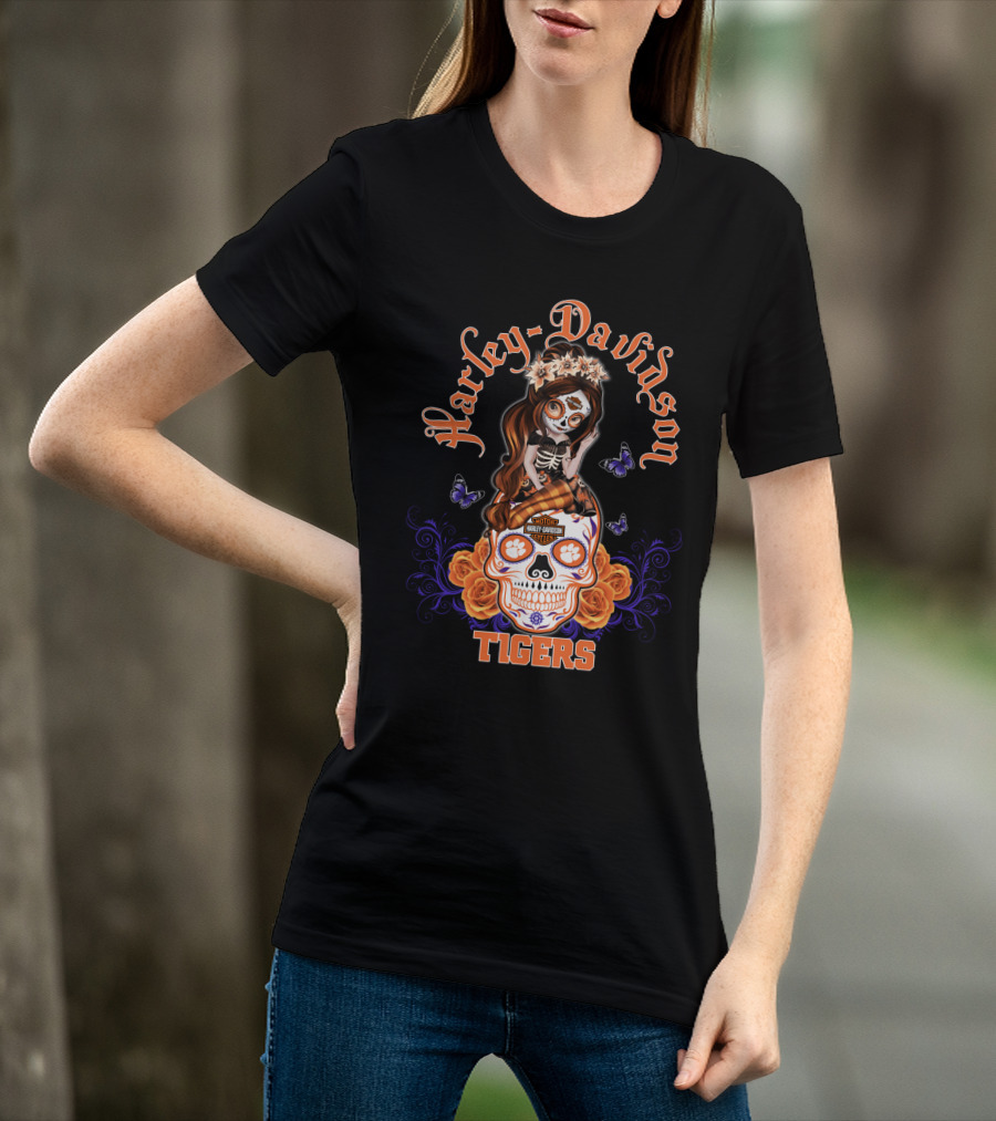 Harley Davidson Skull Girl Tigers T-Shirt