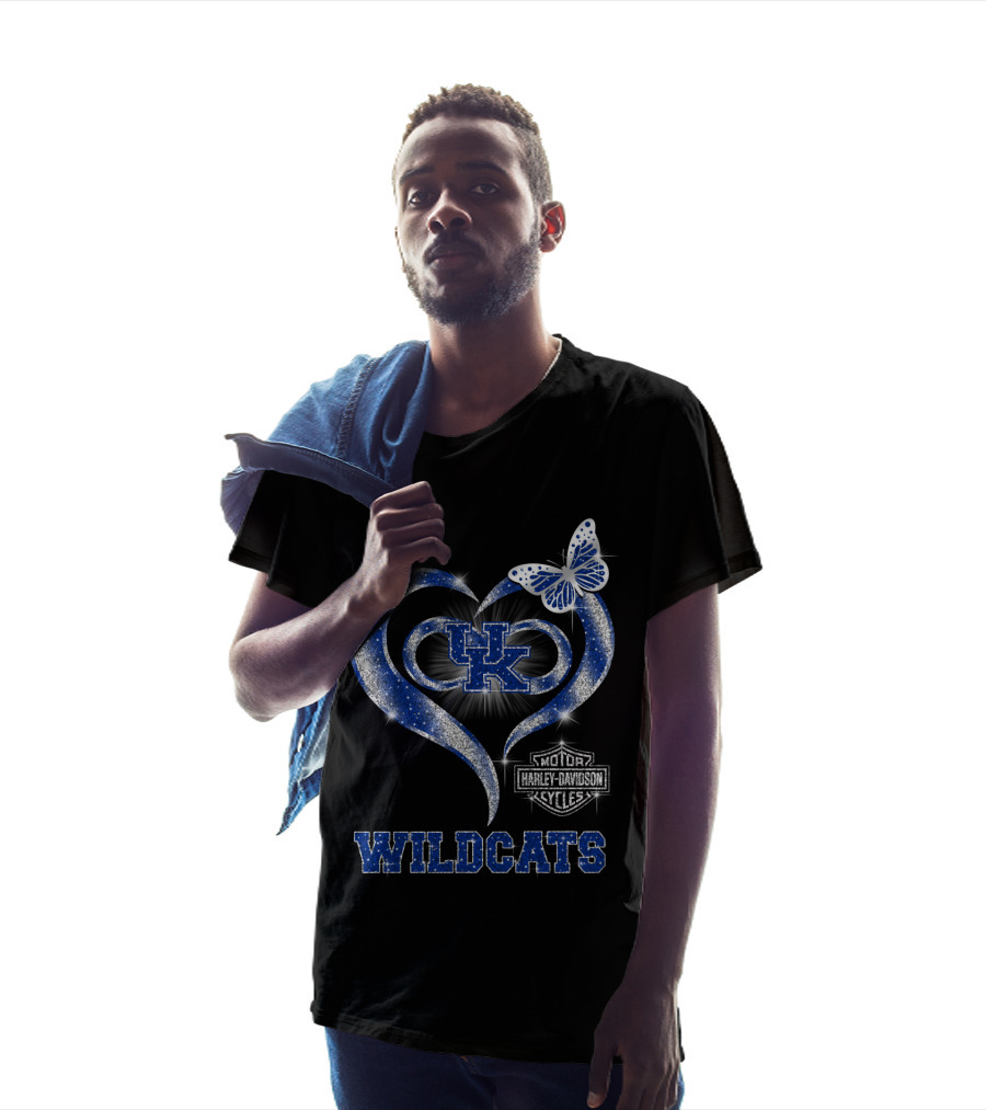 Uk Wildcats Heart Motor Harley Davidson Cycles Butterfly T-Shirt