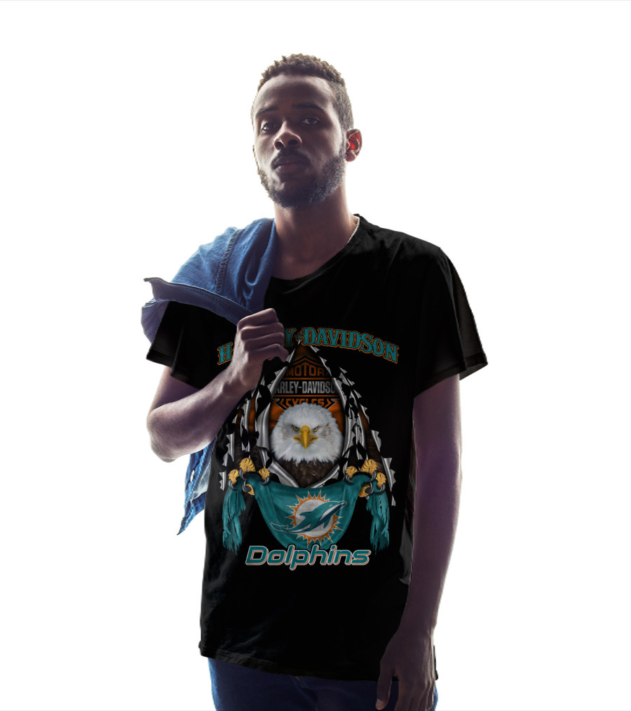 Harley Davidson Miami Dolphins Bald Eagle Nfl 84 Motocycle Cycles T-Shirt