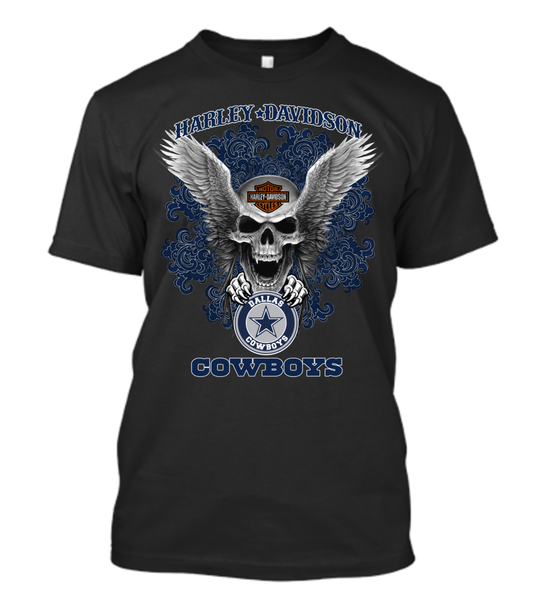 Harley Davidson Dallas Cowboys Skull Wings Nfl T-Shirt