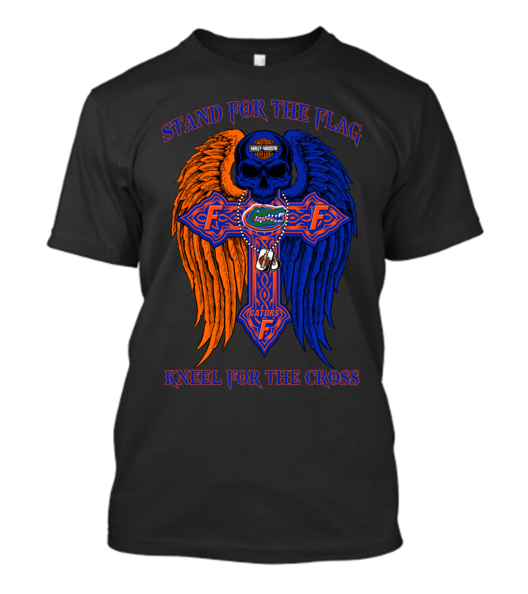 Stand For The Flag Kneel For The Cross Florida Gators Harley Davidson T-Shirt