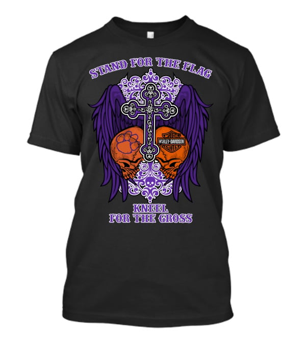 Stand For The Flag Kneel For The Cross Clemson Tigers Harley Davidson T-Shirt